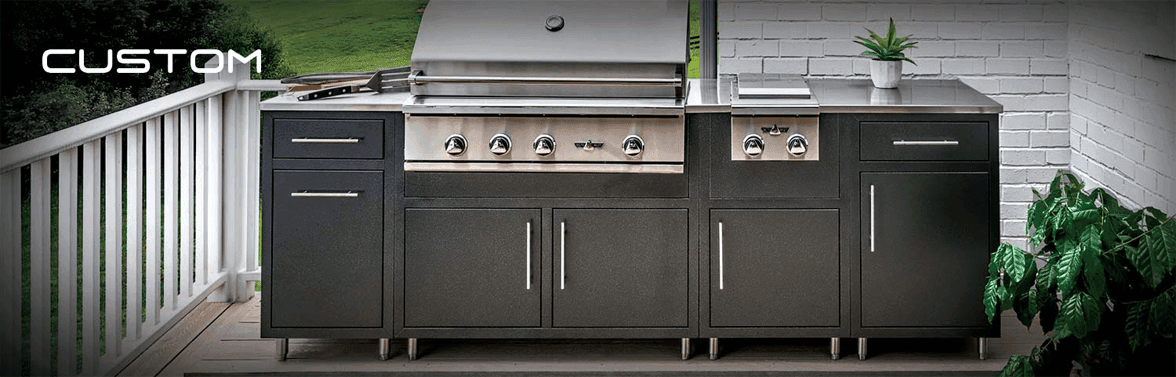 Outdoor kitchen island from the range at Green Heat