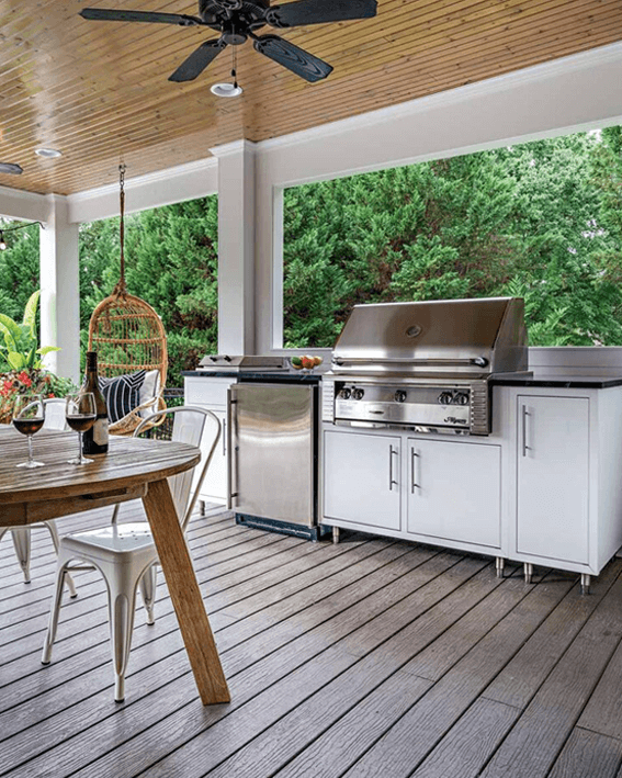 Outdoor kitchen island from the range at Green Heat